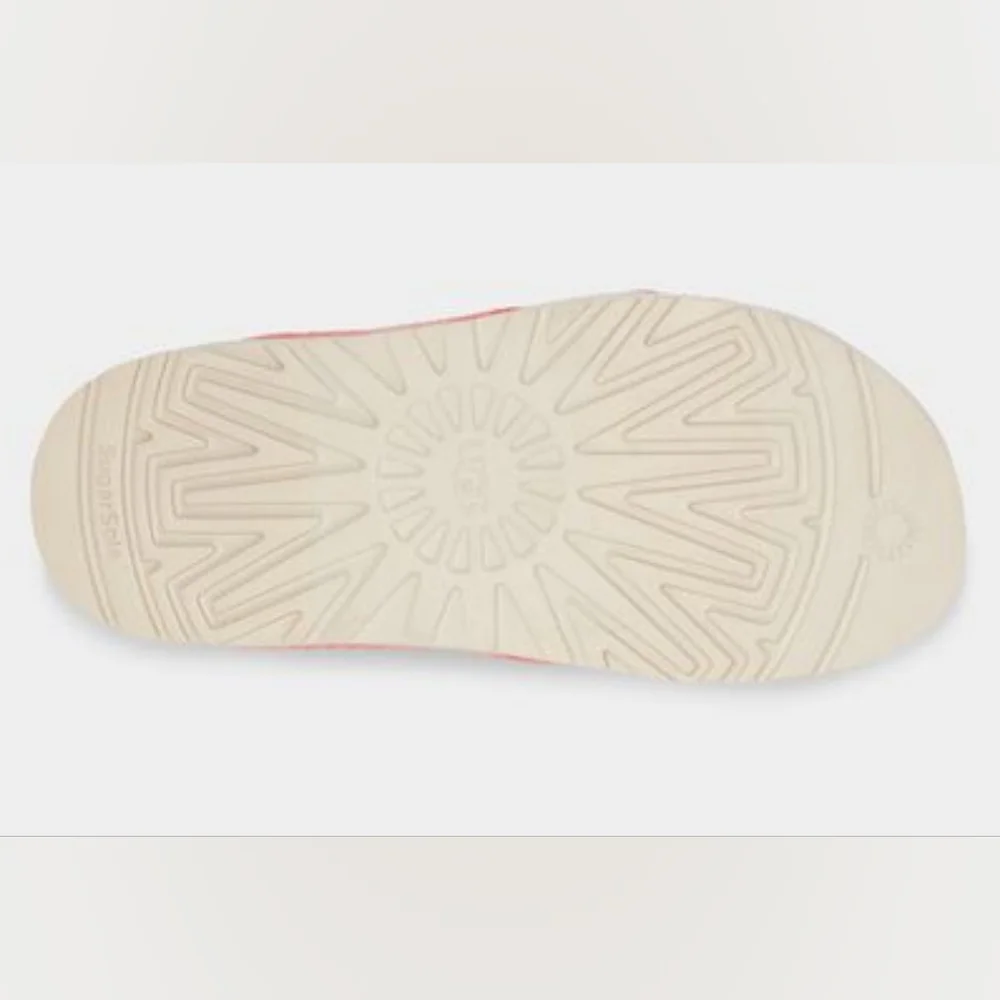 Ugg Fuzz Sugar Terry Cross Slide Sandals Peach Bliss - Picture 6 of 7